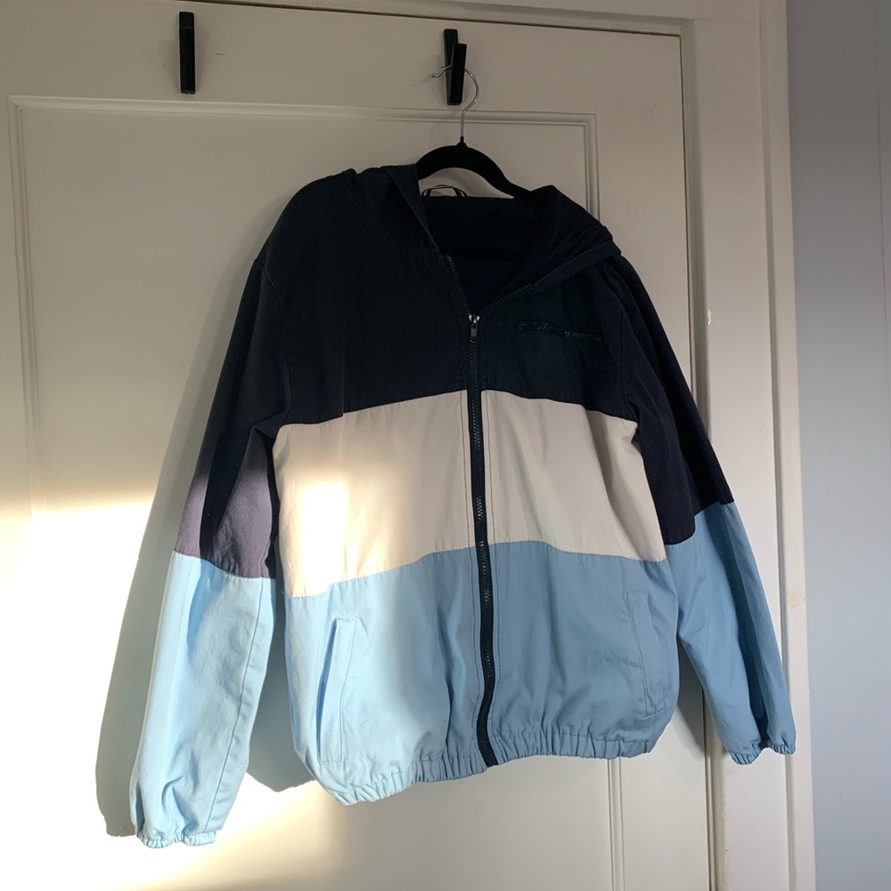 Brandy Melville Blue and White Colorblock Jacket